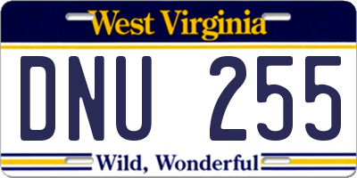 WV license plate DNU255