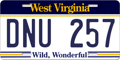 WV license plate DNU257