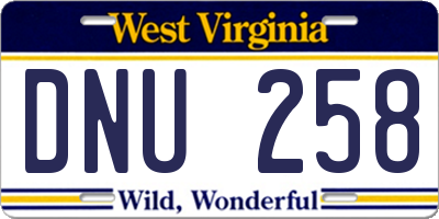 WV license plate DNU258