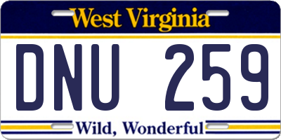 WV license plate DNU259