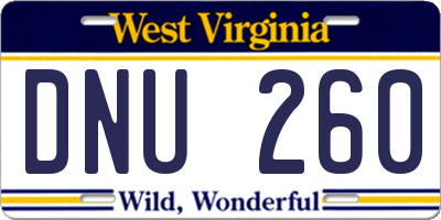 WV license plate DNU260