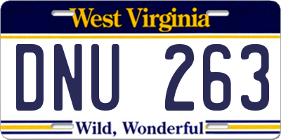 WV license plate DNU263