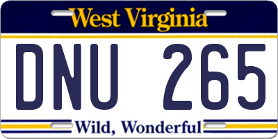 WV license plate DNU265