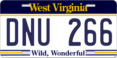 WV license plate DNU266