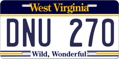 WV license plate DNU270