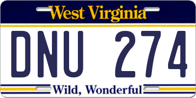 WV license plate DNU274
