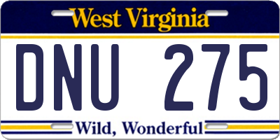 WV license plate DNU275