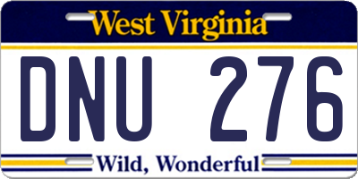WV license plate DNU276