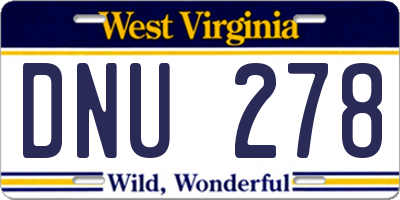 WV license plate DNU278