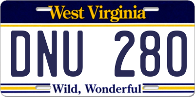 WV license plate DNU280