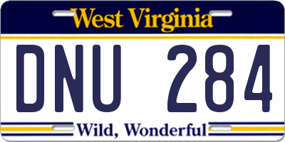 WV license plate DNU284
