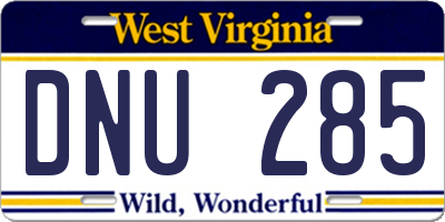 WV license plate DNU285