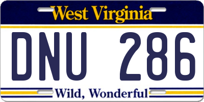 WV license plate DNU286