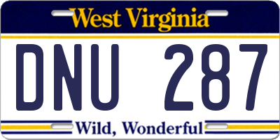 WV license plate DNU287