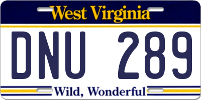 WV license plate DNU289