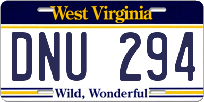 WV license plate DNU294