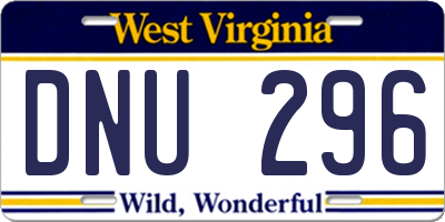 WV license plate DNU296