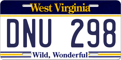 WV license plate DNU298