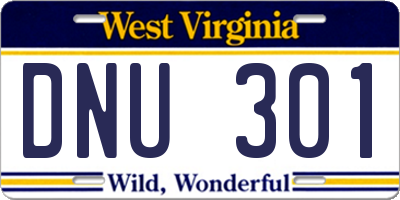 WV license plate DNU301