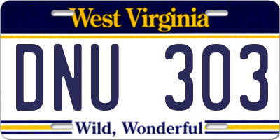 WV license plate DNU303