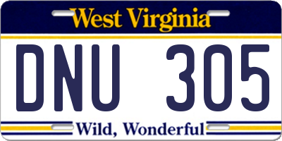WV license plate DNU305