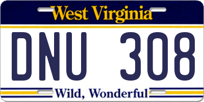 WV license plate DNU308