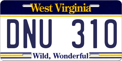 WV license plate DNU310