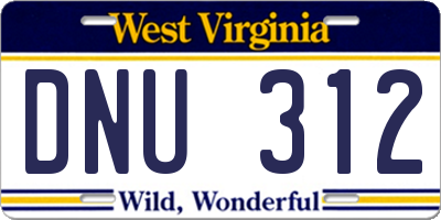 WV license plate DNU312