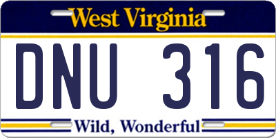 WV license plate DNU316