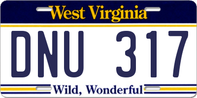 WV license plate DNU317