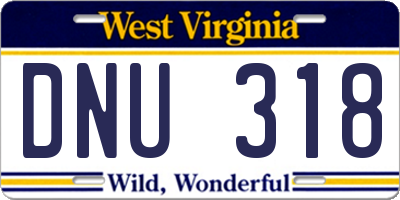 WV license plate DNU318