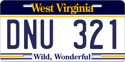 WV license plate DNU321