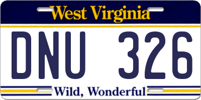 WV license plate DNU326