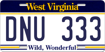 WV license plate DNU333