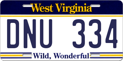 WV license plate DNU334