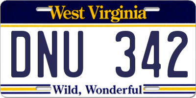 WV license plate DNU342
