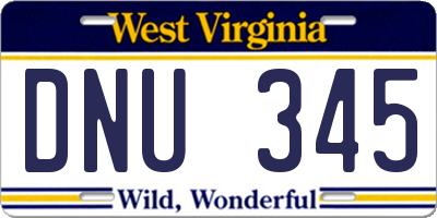 WV license plate DNU345