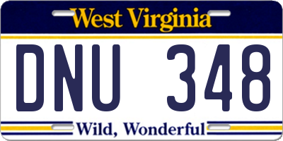 WV license plate DNU348