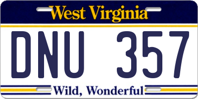 WV license plate DNU357