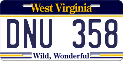 WV license plate DNU358