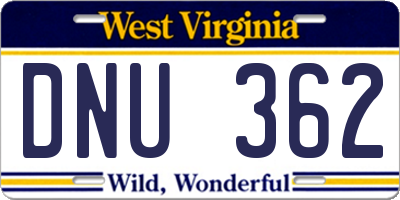 WV license plate DNU362