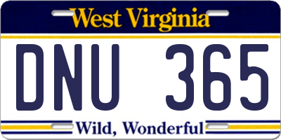 WV license plate DNU365