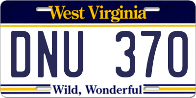 WV license plate DNU370