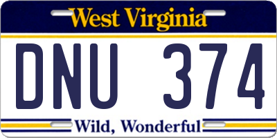 WV license plate DNU374