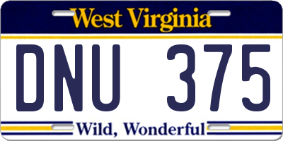 WV license plate DNU375