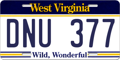 WV license plate DNU377