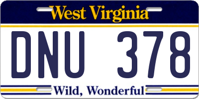 WV license plate DNU378