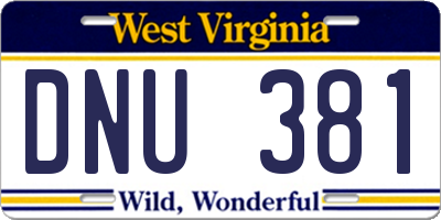 WV license plate DNU381