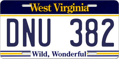 WV license plate DNU382