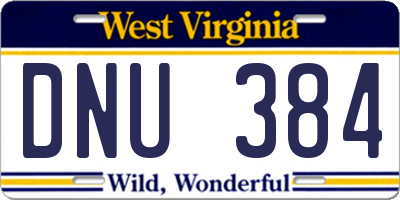 WV license plate DNU384